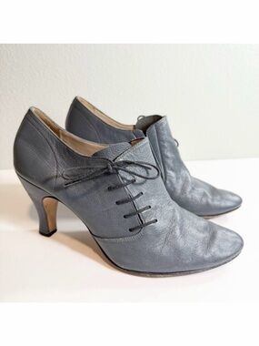 Repetto Leather Ankle Bootie Size 40 French Gray Blue Lace Up Dance Heels Shoes